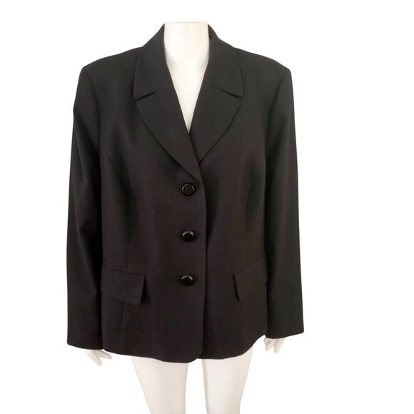 Kasper Black Button Up Long Sleeve Suit Jacket Blazer Career Business - Picture 1 of 8